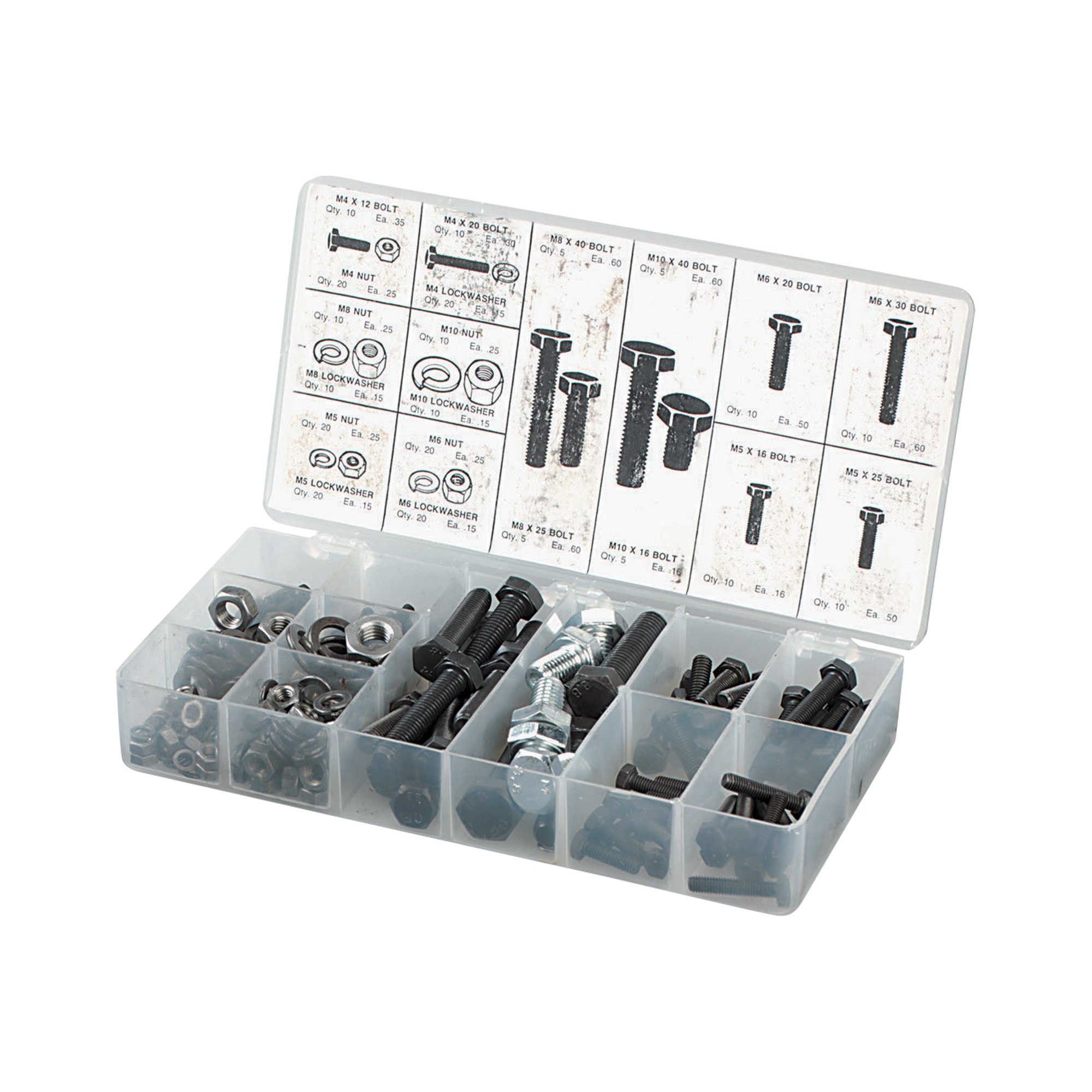Metric Nut, Bolt, and Lockwasher Set — 240 Piece
